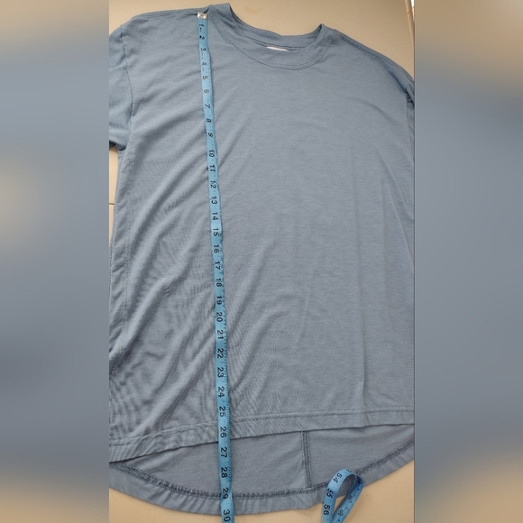 Athleta Inspire Slate Blue Relaxed Fit Oversized 3/4 Sleeve Tee Sz S - Picture 14 of 16